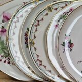 Composition of 6 flat plates in Limoges porcelain: