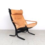 Ingmar Relling leather Siesta lounge chairs, Westnofa 1970s