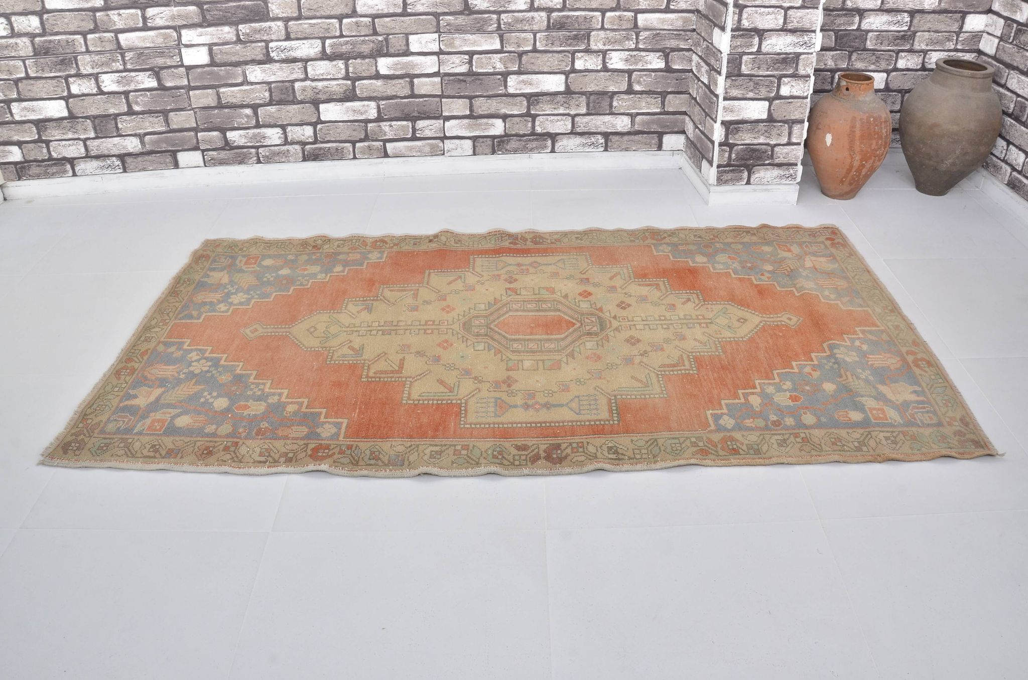 Tapis vintage noué à la main Oushak sku 2414