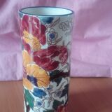 Vase soliflore in earthenware of Gien decoration Mauves 1940