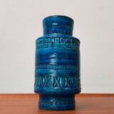 Mid-century Italian Rimini Blu ceramic vase by Aldo Londi for Bitossi.