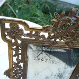 Napoleon III gilded metal table mirror