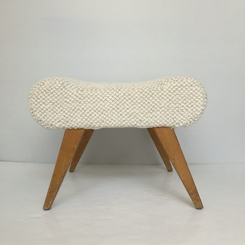 Vintage pouf white bouclette