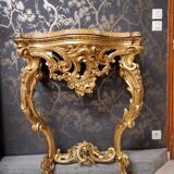 18th century gilded wooden console with 2 legs