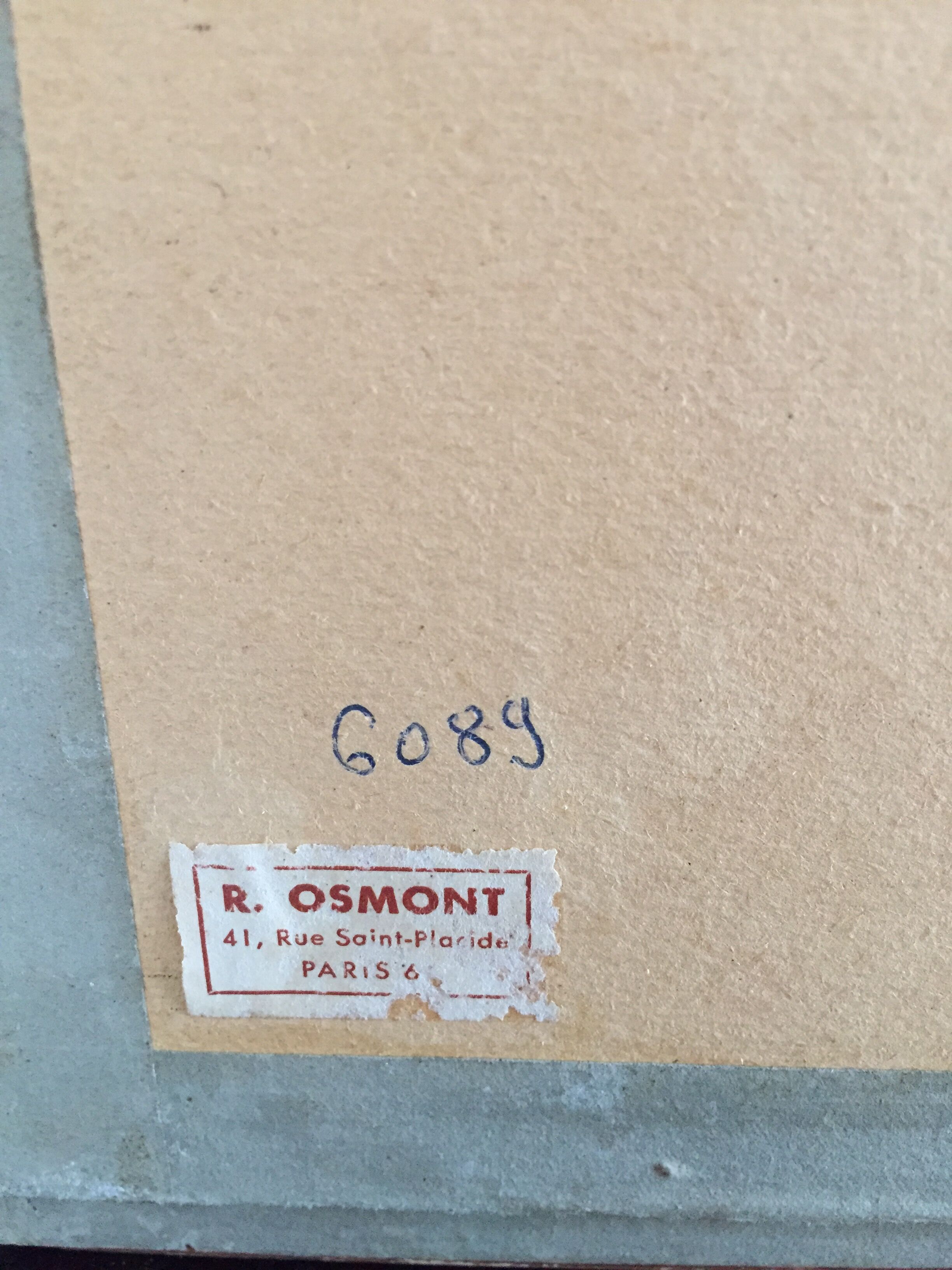 Old framed pink lithograph board