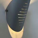 Pair of vintage adjustable wall lights, curved striated metal, France 1980