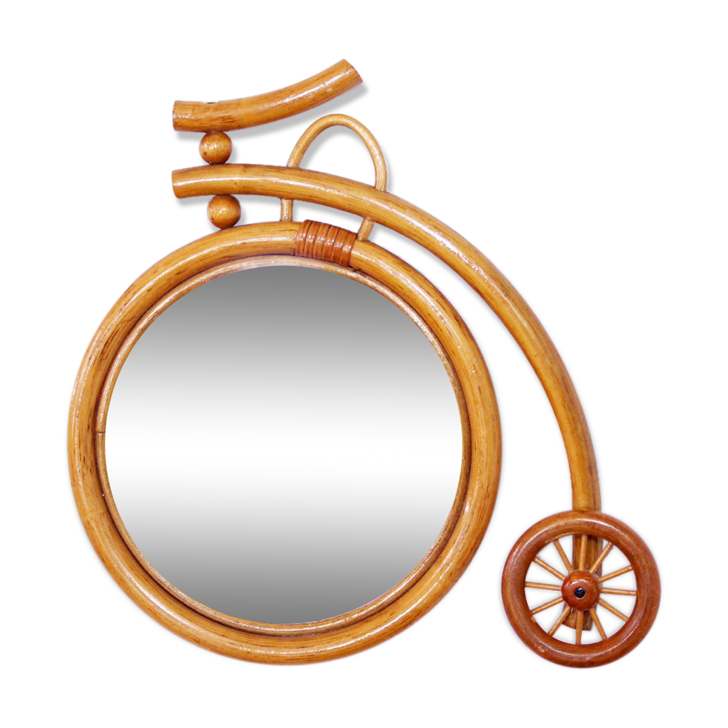 Old bike-shaped original mirror rattan 31x31cm
