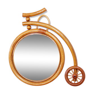 Old bike-shaped original mirror rattan 31x31cm