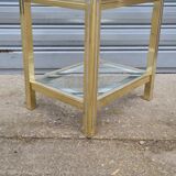 Side table in gold metal and chrome
