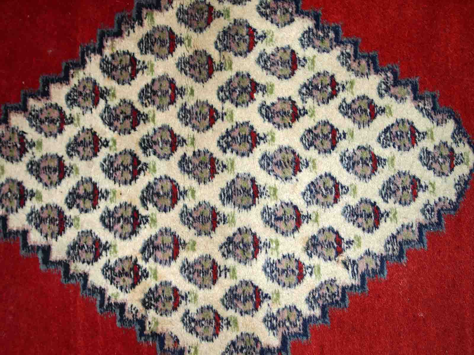 Vintage Indian Carpet Seraband handmade 91cm x 163cm 1970s, 1C757