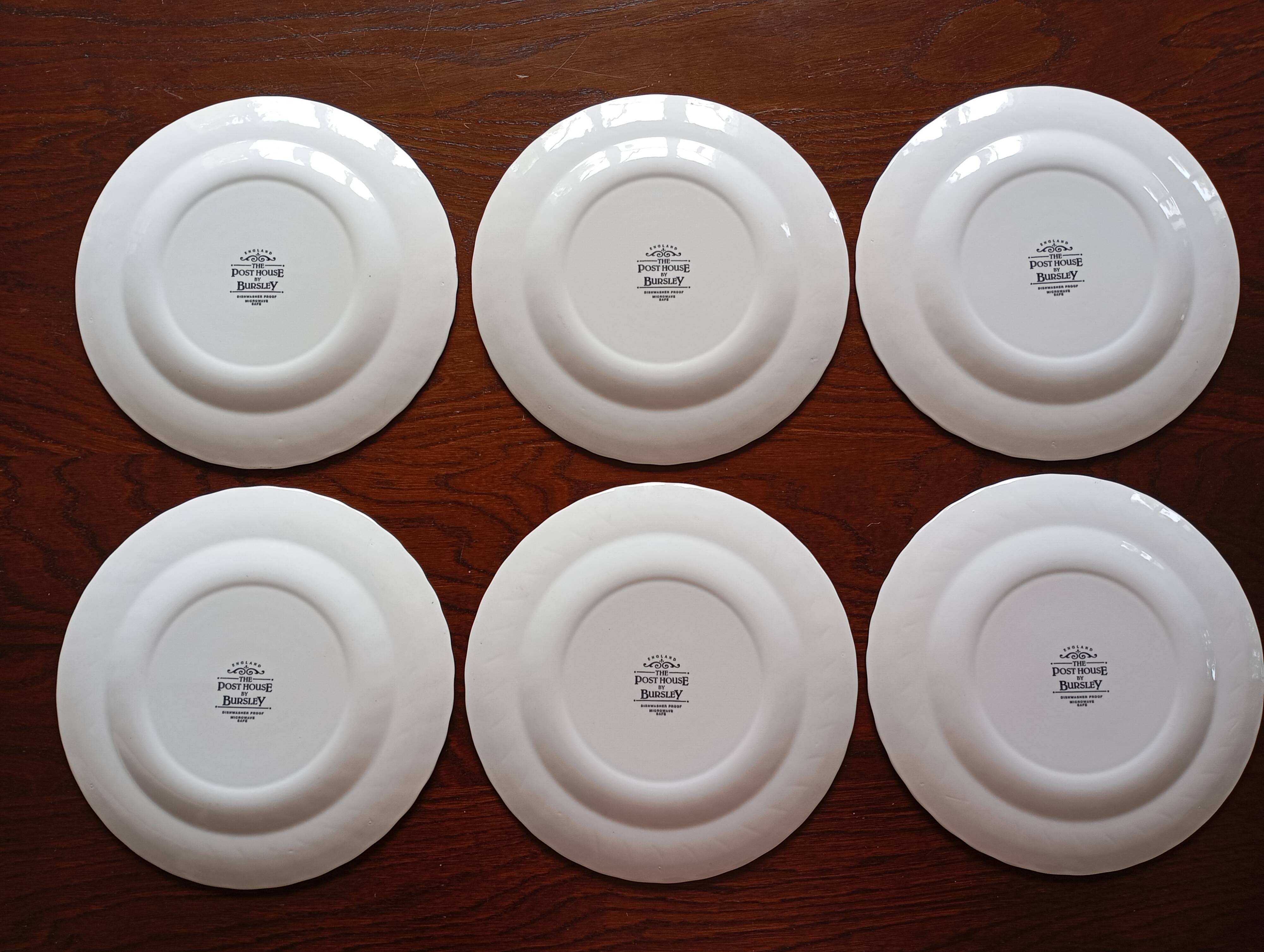 6 English Bursley "The Posthouse" dinner plates