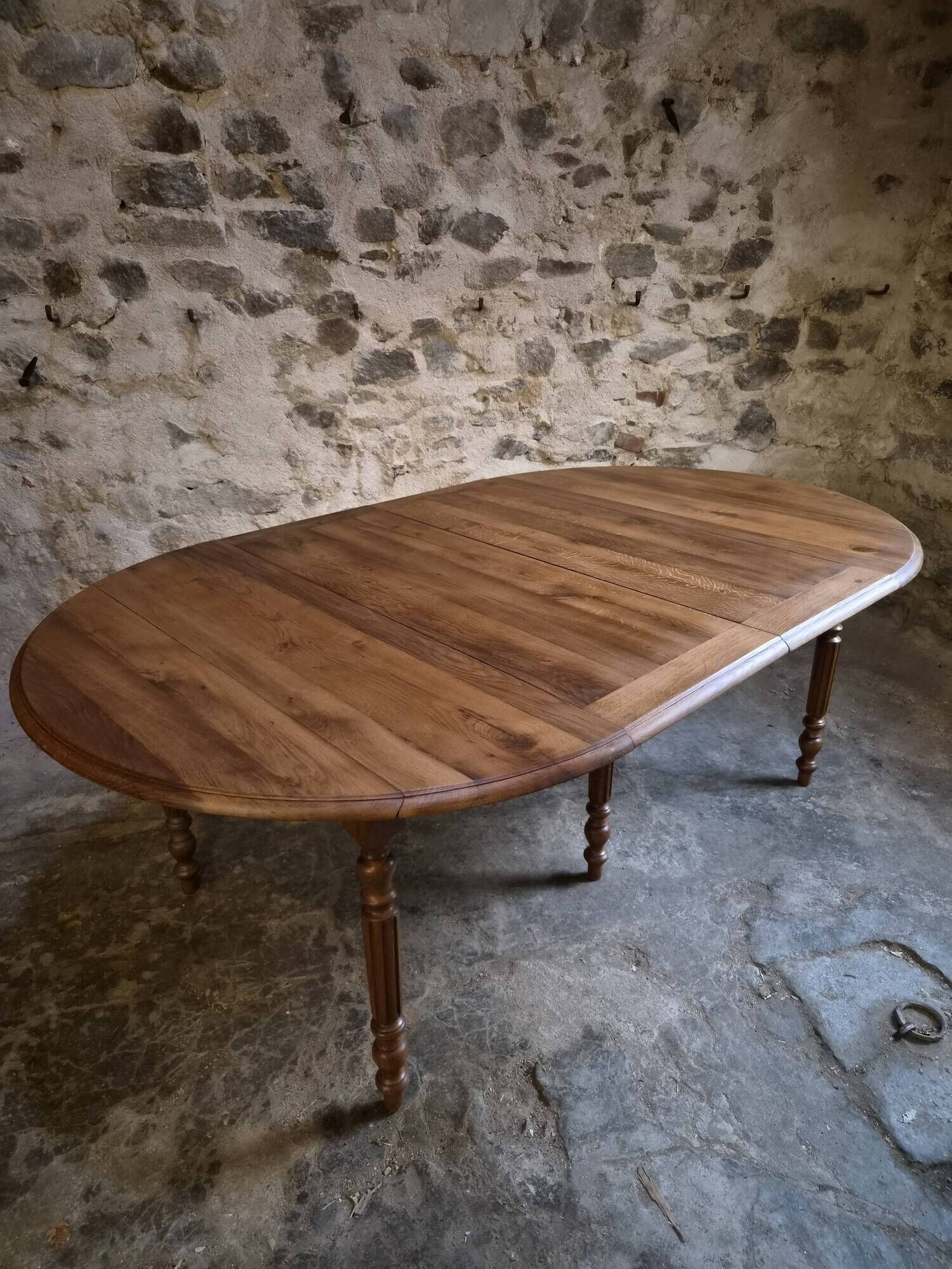 Table à manger extensible vintage en chêne / Table à abattants – 1950s–1970s, France