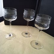 3 cut crystal white or rosé wine glasses