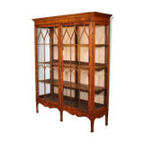 19th Century Mahogany and Burr Walnut Display Cabinet with Lighting