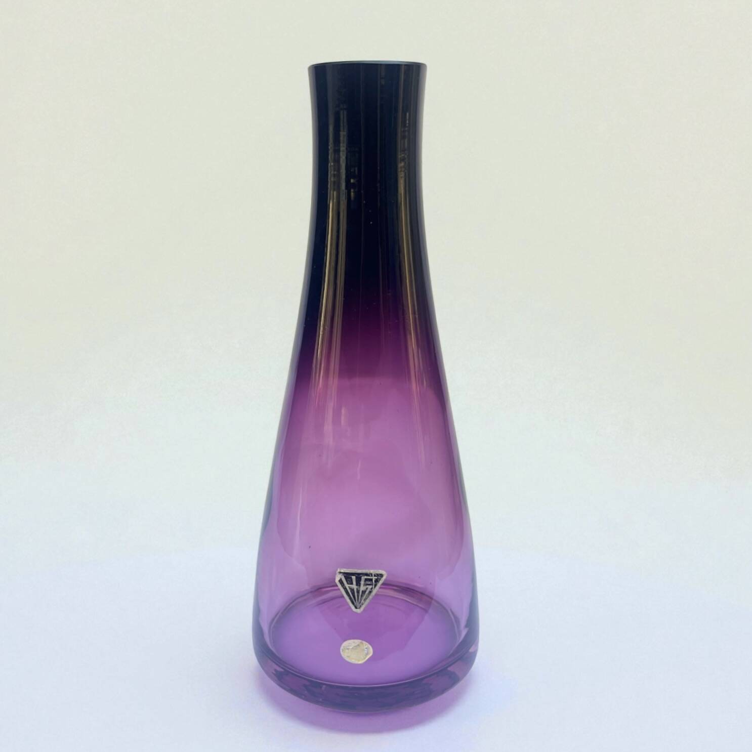 Vintage vase in purple gradient glass by Hessen Glaswerke, West Germany, 1960