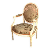 Louis XVI style armchair in cream lacquered wood