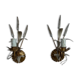 Pair of vegetable sconces sheaf of wheat