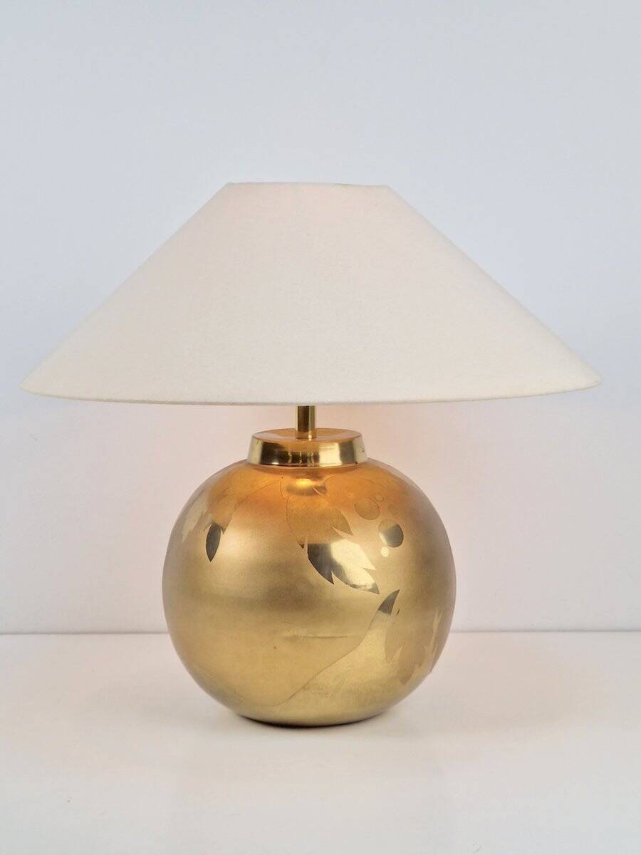 Vintage Sphere Brass Table Lamp by Louis Drimmer, France, 1970s