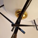 Opaline and metal triangular pendant light from Maison Lunel, 1950