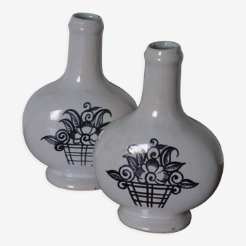 Vases with ecru floral motif regional style