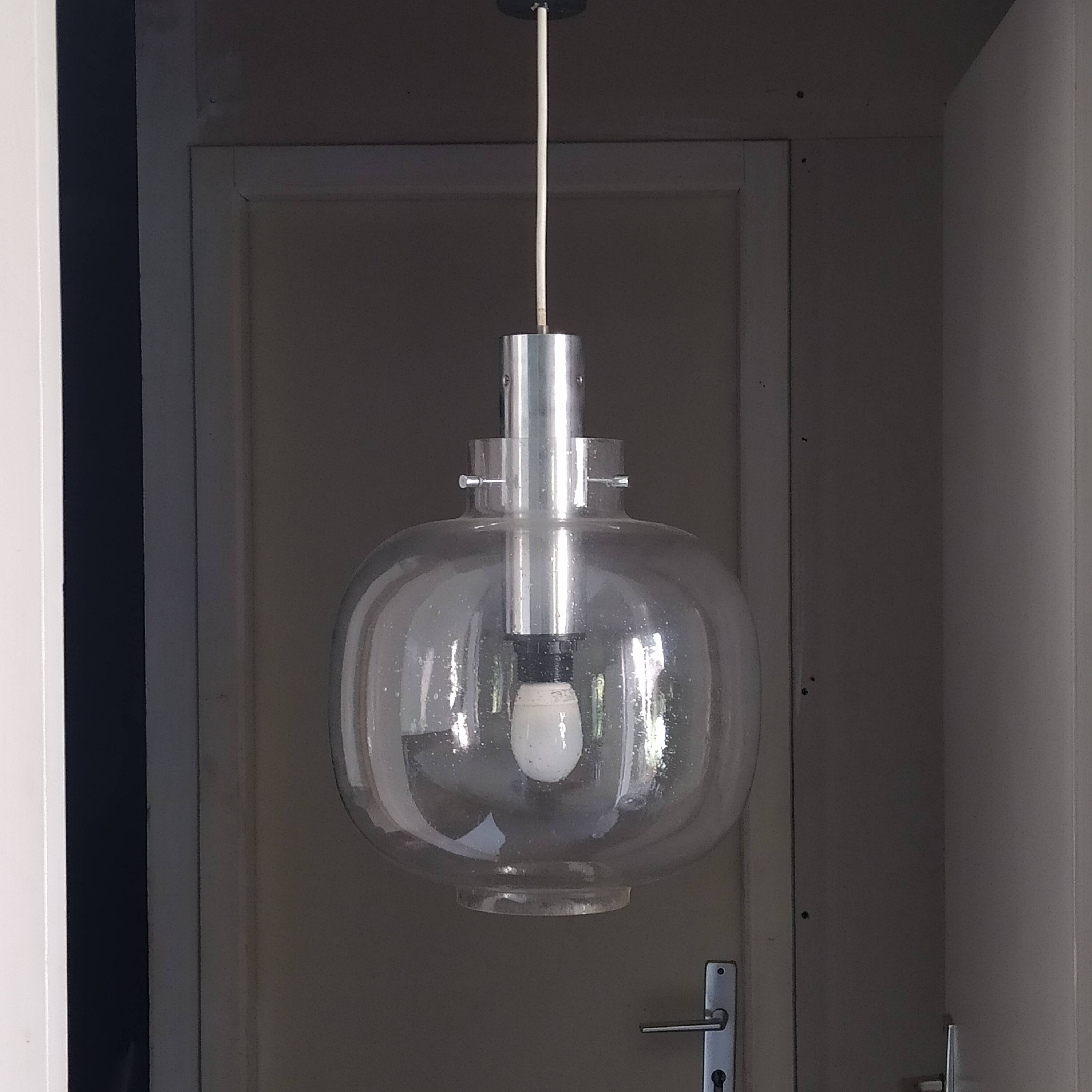 vintage 1970 Limburg bubble glass and chrome pendant light