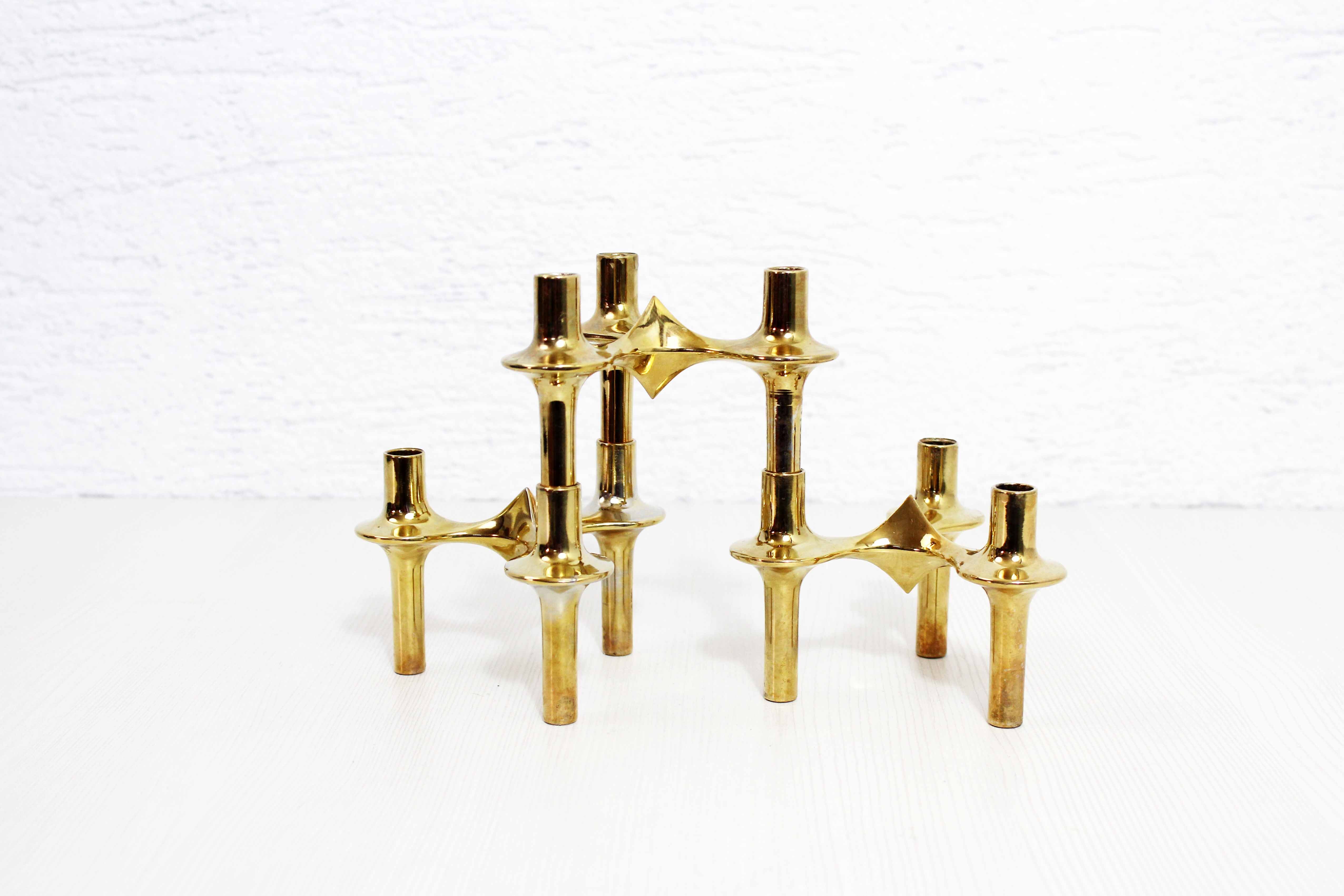 Set of 3 modular nagel candle holders