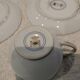 6 cups and 6 saucers, Christofle porcelain, Oceana Ginkgo blue pattern