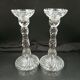 Pair of bamboo candlesticks in molded crystal