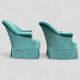 Pair of green velvet frog chairs from the 1970s.