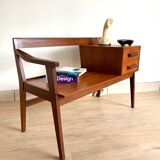 Vintage teak phone bench