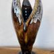 Vintage Mid-Century Modern Studio Pottery Tulip Lotus Bud Pedestal Vase - Earthen Brown & White Glaze