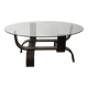 Vintage Fubo edition coffee table in curved wood and glass, 1970