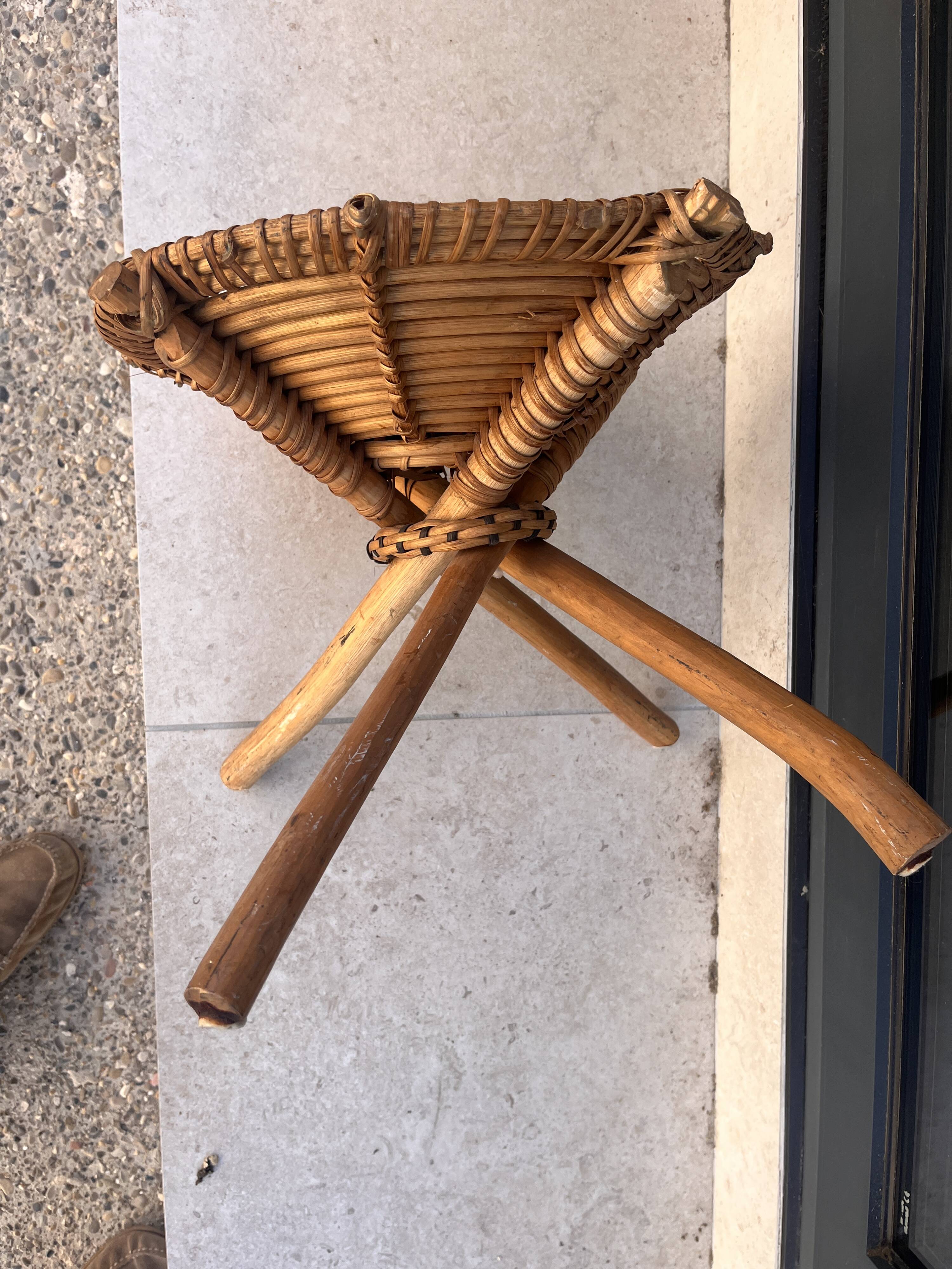 African rattan low stool