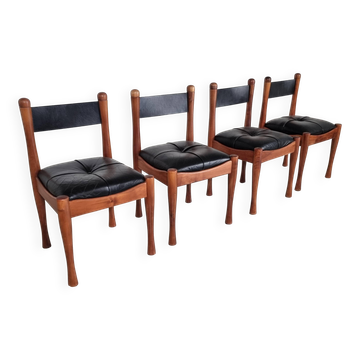 Set of 4 dining chairs by Silvio Coppola for Bernini, 1960s.