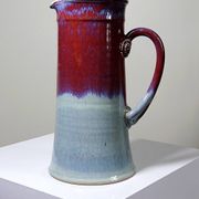 Large artistic stoneware vase by Lévéjac Michel Goldstyn, with flamed oxblood glaze.