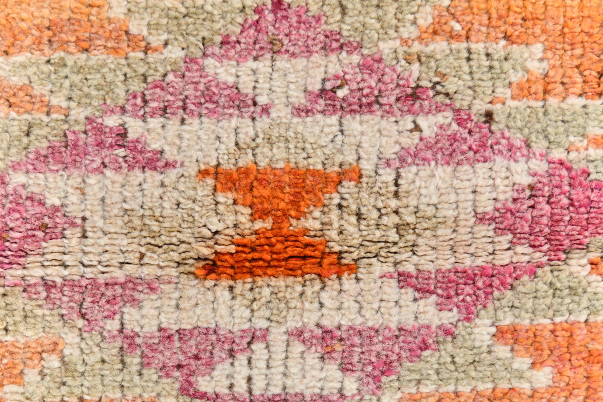 3x12 Soft Orange & Pink Handwoven Geometric Pattern Turkish Runner,87x352Cm