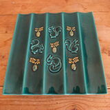 Vintage green ceramic trifle and salt shaker set 50s