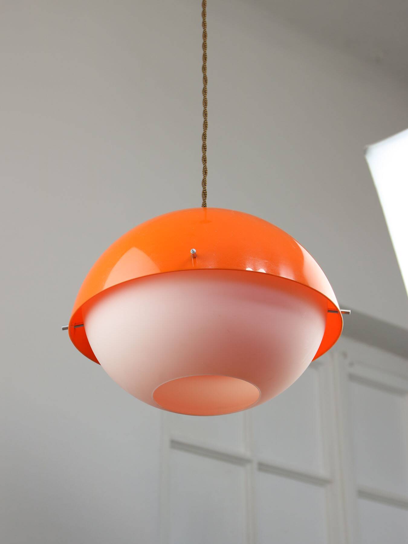 Italian Orange Acrylic Glass Pendant Lamp, 1970s