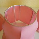 Lasuffed white metal suspension - 3 pink lampshades
