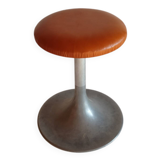 Tulip foot stool with screw, aluminium and leather