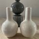 Trio of glazed ceramic vases