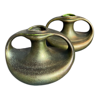 Pair of iridescent ceramic vases Art Nouveau