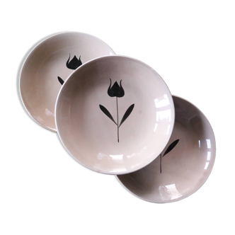 Set of 3 Niderviler calotte plates, Tulip model