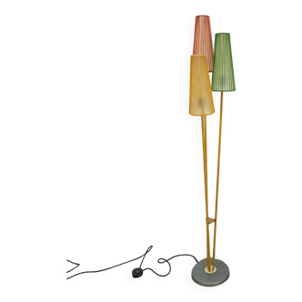 Jaren 50 staande lamp met gekleurde kappen, vloerlamp