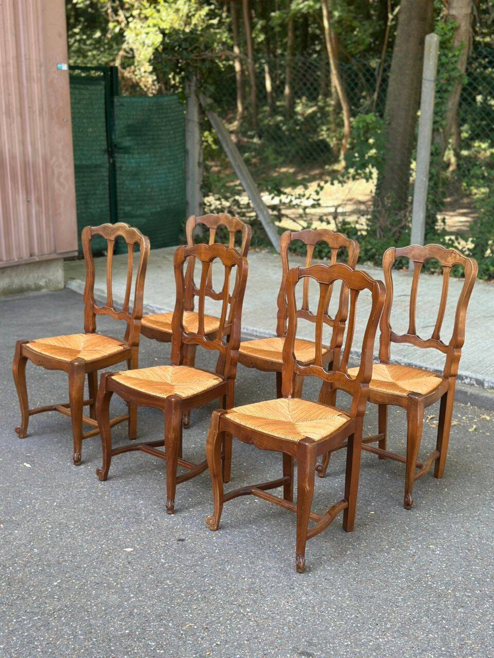 6 dining chairs in Louis XV style from the 1970s.