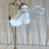 Articulated table lamp in brass and opaline - mid 20th century.
