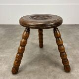 Brutalist tripod stool in the style of Dudouyt