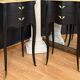 Paire de chevets Louis XV transition noir satiné & marbre beige