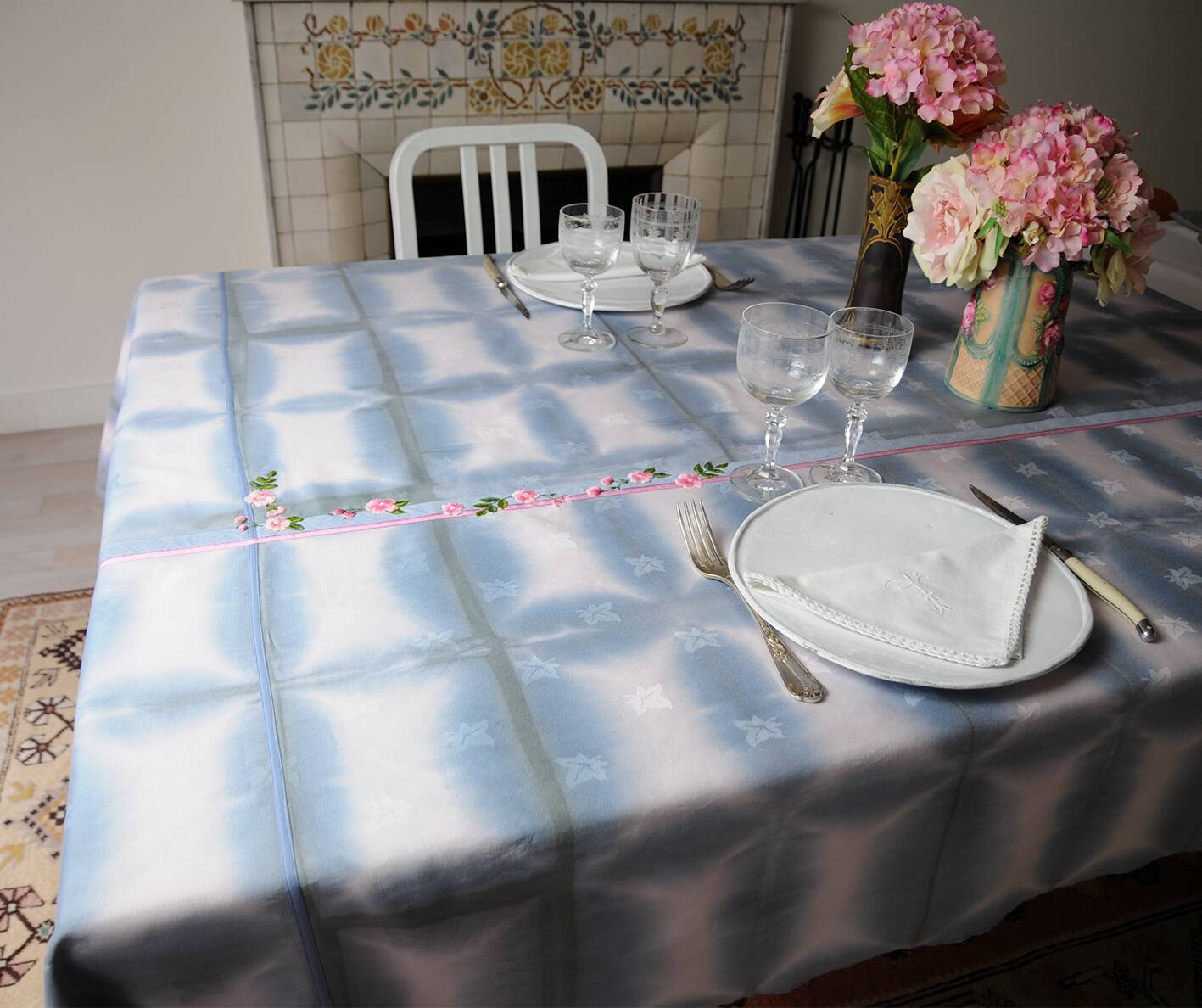 Hand embroidered tablecloth