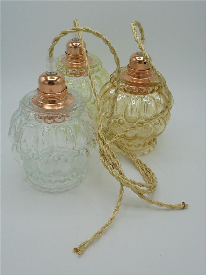 Set of 3 vintage hanging lamps
